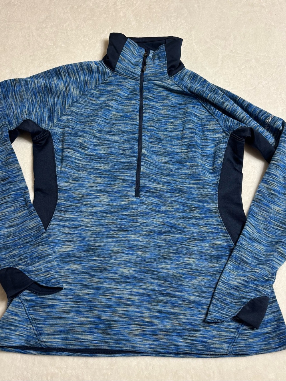 Columbia Women's Blue Heathered Quarter-Zip Pullover